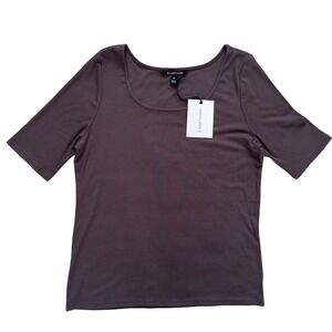 41 Hawthorn Ribbed Scoop Neck Short Sleeve Knit Top Brown XXL 2XL NWT new Casual